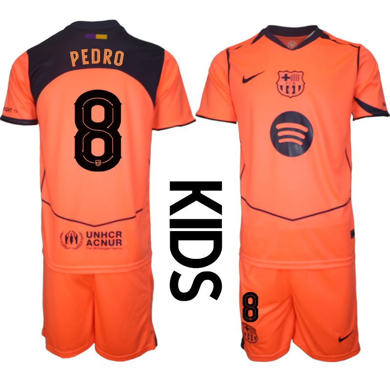 Youth 2025-2026 Club Barcelona away orange #8 Soccer Jersey